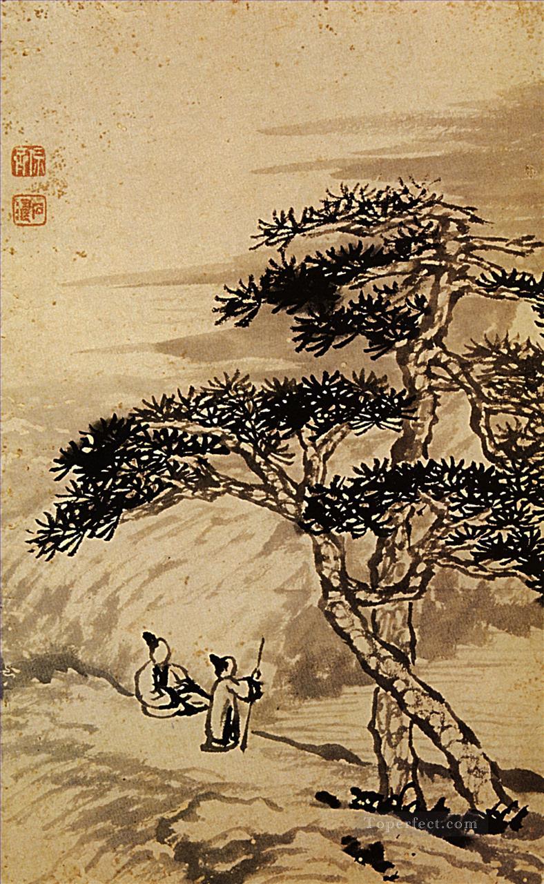 Conversación de Shitao al borde del vacío 1698 tinta china antigua Pintura al óleo